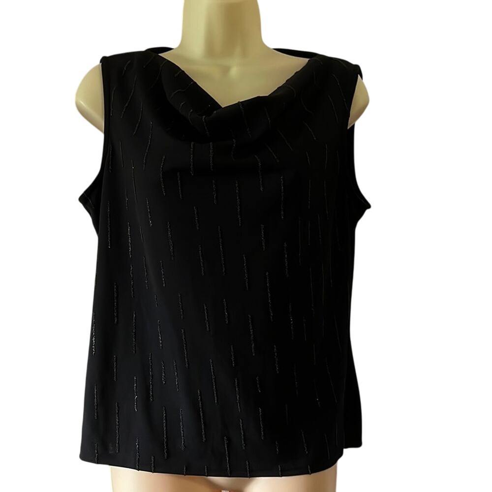 Vintage Norton McNaughton Black Knit Top Sparkle Womans Size Medium Y2K